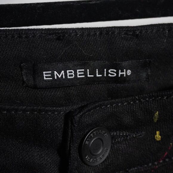 Embellish NYC Black‎ Denim Distressed Jeans Paint Splatter Rips Grunge Mens 40 - Picture 4 of 8